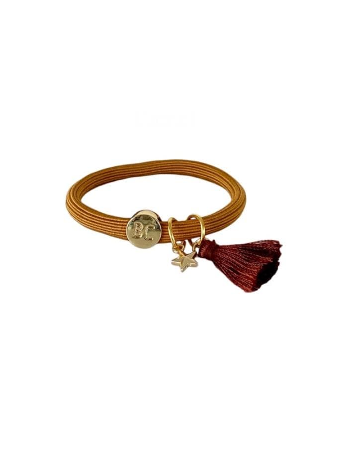 Black Colour Accessories One Size Black Colour Poppy Camel Hair Elastic/Bracelet With Tassel 6740 CA-OS izzi-of-baslow