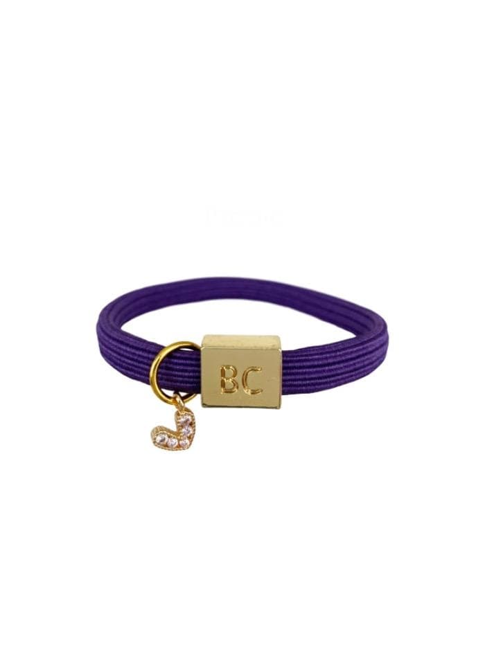 Black Colour Accessories One Size Black Colour Poppy Purple Hair Elastic/Bracelet With Heart Charm 6740 PU-OS izzi-of-baslow