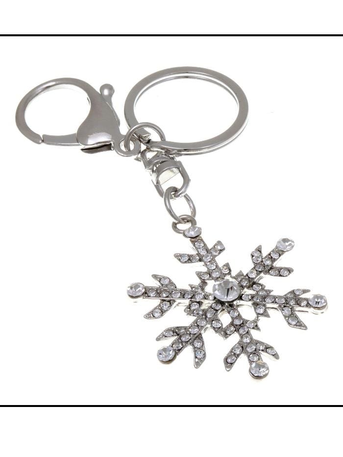 Black Colour Accessories One Size Diamanté Snowflake Key Ring T1115 izzi-of-baslow