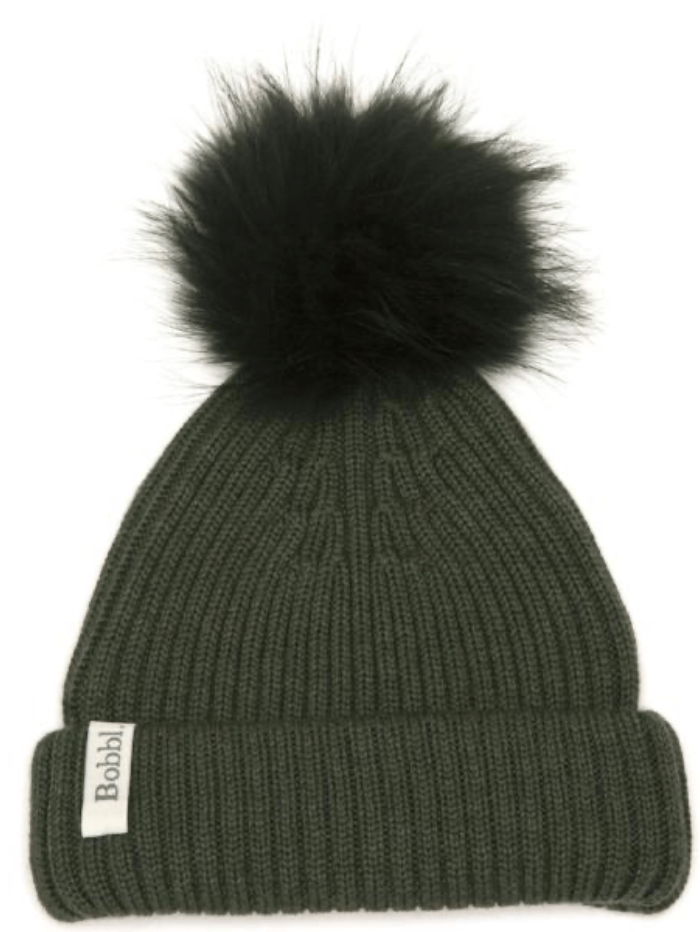 Bobbl Accessories OS Bobbl Classic Hunter Green Wool Beanie Hat Khaki Pom Pom izzi-of-baslow