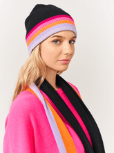 Brodie Cashmere Knitwear One Size Brodie Cashmere Rainbow Stripe Hat Black Multi izzi-of-baslow