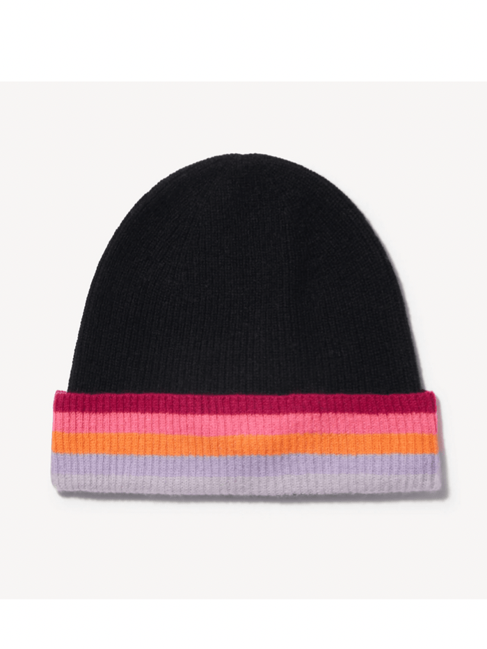 Brodie Cashmere Accessories One Size Brodie Cashmere Rainbow Stripe Hat Black Multi izzi-of-baslow