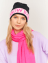 Brodie Cashmere Accessories One Size Brodie Cashmere Snow Babe Hat Black & Hot Pink Pom Pom izzi-of-baslow
