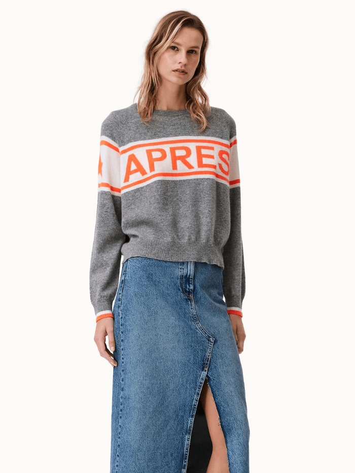 Brodie Cashmere Knitwear Brodie Cashmere Apres Grey &amp; Orange Jumper izzi-of-baslow