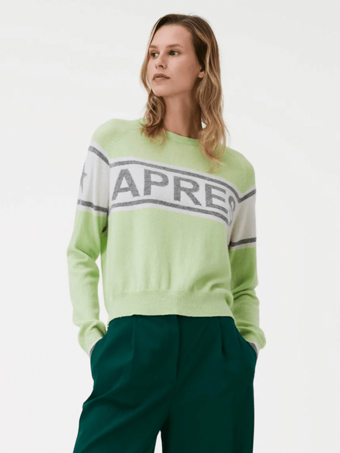 Brodie Cashmere Knitwear Brodie Cashmere Apres Lime Zest &amp; Grey Jumper izzi-of-baslow