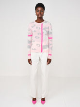 Brodie Cashmere Knitwear Brodie Cashmere Ava Leopard Contrast Sweater Cherry Blossom izzi-of-baslow