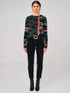 Brodie Cashmere Knitwear Brodie Cashmere Ava Leopard Contrast Sweater Khaki with Neon Orange izzi-of-baslow