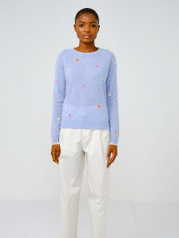 Brodie Cashmere Knitwear Brodie Cashmere Blue Little Mini Heart Jumper izzi-of-baslow