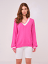 Brodie Cashmere Knitwear Brodie Cashmere Cable Knit Dragon Fruit Pink Sweater izzi-of-baslow