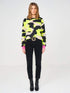 Brodie Cashmere Knitwear Brodie Cashmere Camo Charcoal & Neon Yellow Jumper izzi-of-baslow