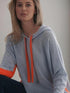 Brodie Cashmere Knitwear Brodie Cashmere Contrast Hoodie Blue Mist And Orange izzi-of-baslow