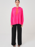 Brodie Cashmere Knitwear Brodie Cashmere Contrast Hoodie Neon Pink and Orange izzi-of-baslow