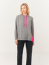 Brodie Cashmere Knitwear Brodie Cashmere Ivy Contrast Grey & Neon Pink Hoodie izzi-of-baslow