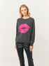 Brodie Cashmere Knitwear Brodie Cashmere Kiss Dark Grey & Neon Pink Jumper izzi-of-baslow