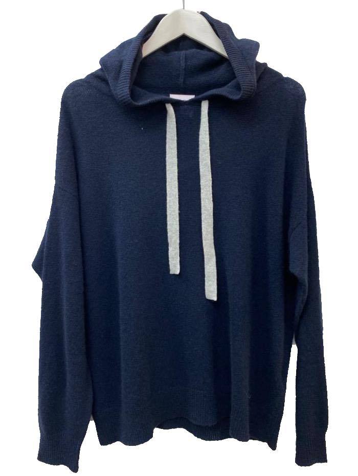 Brodie Cashmere Knitwear Brodie Cashmere Navy Hermione Hoodie izzi-of-baslow