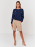 Brodie Cashmere Knitwear Brodie Cashmere Navy Star Embroidery Mini Sweat izzi-of-baslow