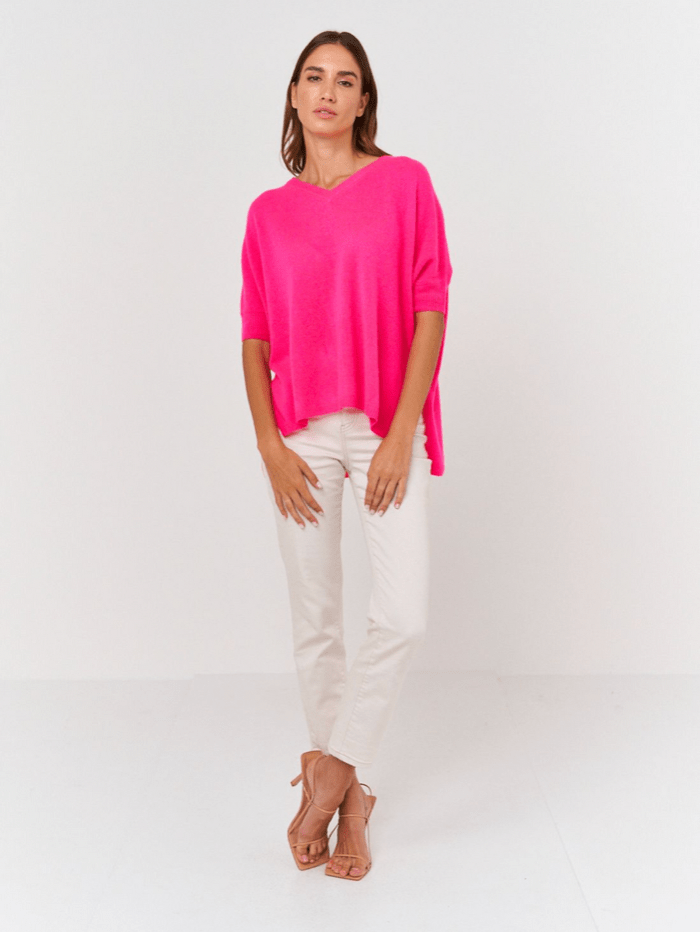 Brodie Cashmere Knitwear Brodie Cashmere Neon Pink Brontë Tee izzi-of-baslow