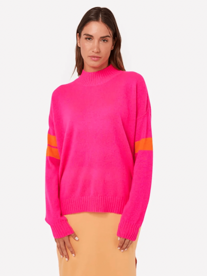 Brodie Cashmere Knitwear Brodie Cashmere Neon Pink Embroidered Eye Sweat izzi-of-baslow