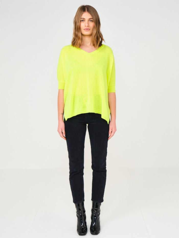 Brodie Cashmere Knitwear Brodie Cashmere Neon Yellow Bronte Tee izzi-of-baslow