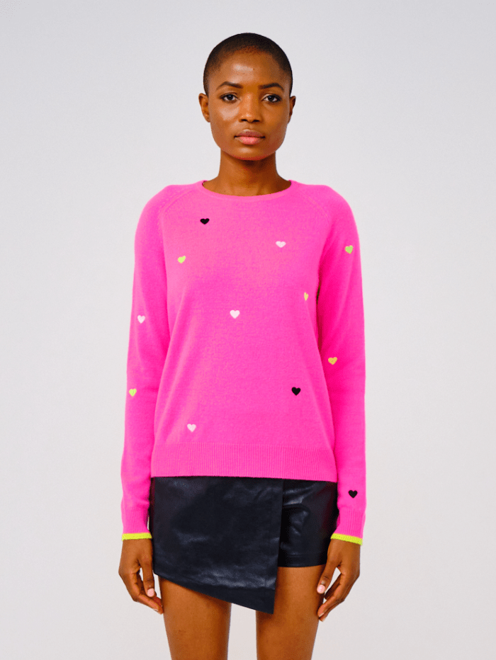 Brodie Cashmere Knitwear Brodie Cashmere Pink Little Mini Heart Jumper izzi-of-baslow