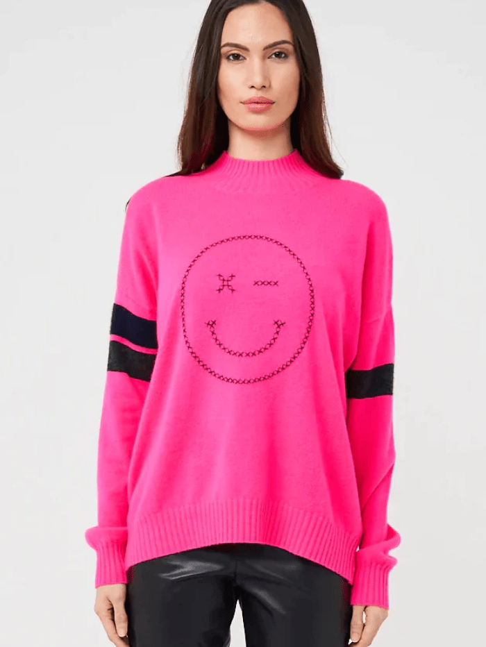 Brodie Cashmere Knitwear Brodie Cashmere Pink Smile Stripe Jumper izzi-of-baslow