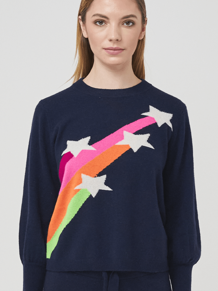 Brodie Cashmere Knitwear Brodie Cashmere Shooting Star Sweater Navy izzi-of-baslow