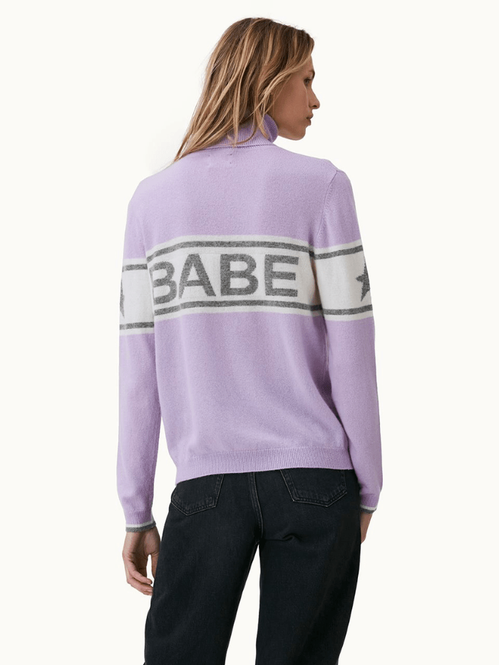 Brodie Cashmere Knitwear Brodie Cashmere Snow Babe Lilac Grey Roll Neck Jumper izzi-of-baslow