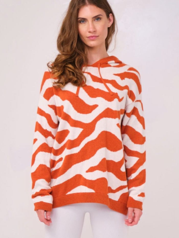 Brodie Cashmere Knitwear Brodie Cashmere ZEBRA Orange Hoodie izzi-of-baslow