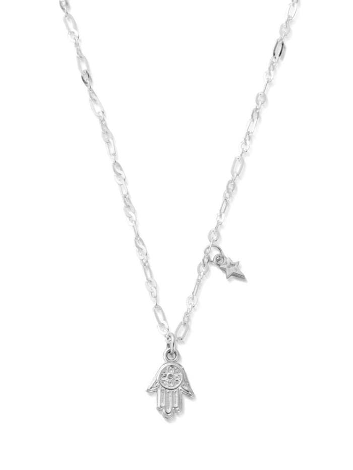 ChloBo Jewellery One Size Chlobo 62 Silver Delicate Chain Hamsa Hand Necklace SNLC012 izzi-of-baslow