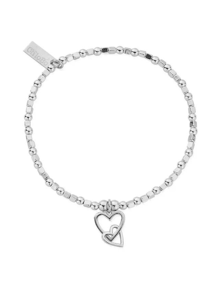 ChloBo Jewellery One Size Chlobo 66 Silver Mini Cube Interlocking Love Heart Bracelet SBCFB572 izzi-of-baslow