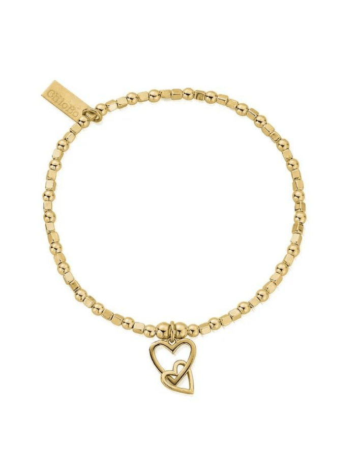 ChloBo Jewellery One Size Chlobo 67 Gold Mini Cube Interlocking Love Heart Bracelet GBCFB1069 izzi-of-baslow