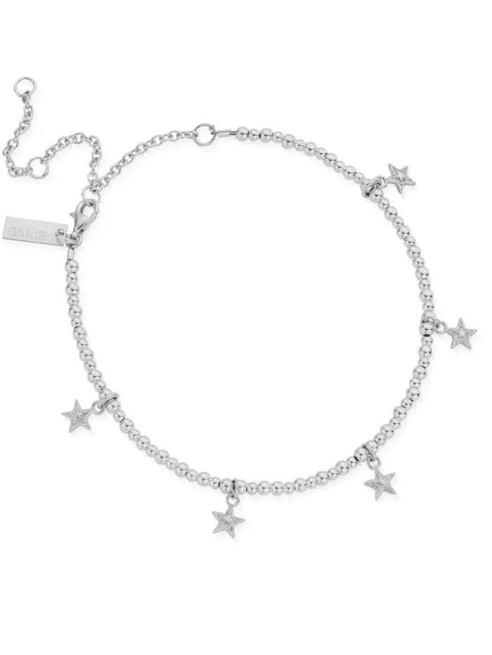 ChloBo Jewellery One Size ChloBo 83 Silver Mini Cute Multi Star Anklet SANMC3028 izzi-of-baslow