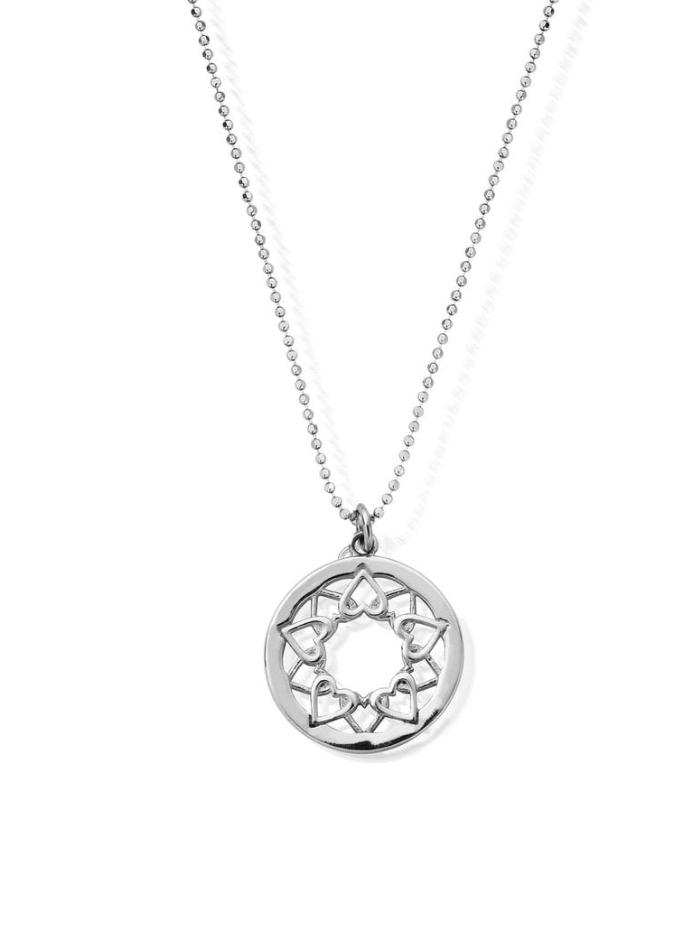 ChloBo Jewellery One Size ChloBo 91 Silver Diamond Cut Chain Heart Mandala Pendant Necklace SCDC1468 izzi-of-baslow