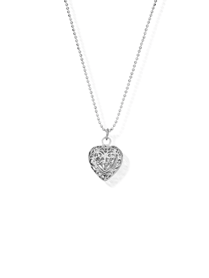 ChloBo Jewellery One Size ChloBo 94 Silver Diamond Cut Chain With Filigree Heart Pendant Necklace SCDC1050 izzi-of-baslow