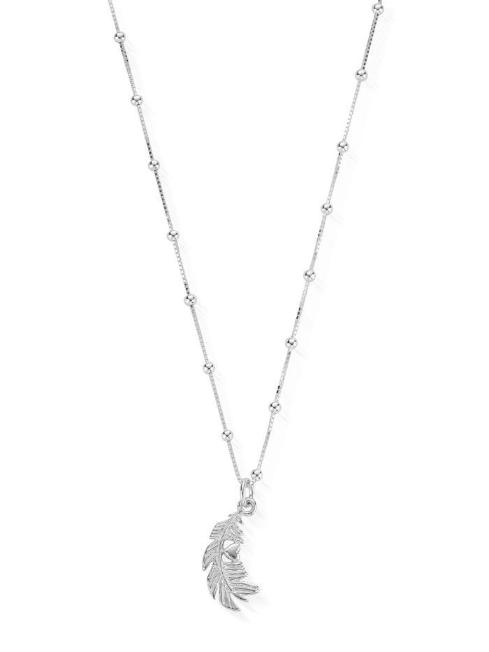 ChloBo Jewellery One Size ChloBo Silver Bobble Chain Feather Heart Necklace SNBB596 izzi-of-baslow