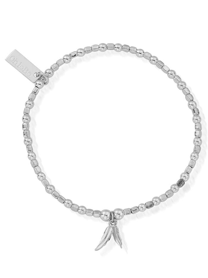 ChloBo Jewellery One Size ChloBo Silver Mini Cube Double Feather Bracelet SBCFB584 izzi-of-baslow