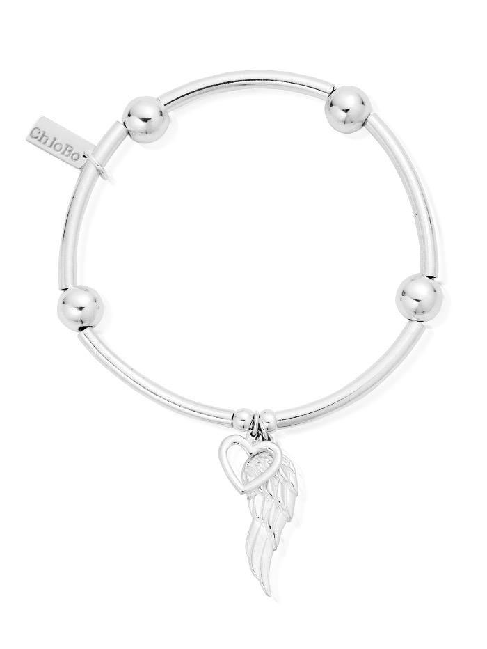 ChloBo Jewellery One Size ChloBo Silver Noodle Ball Open Heart and Angel Wing Bracelet SBNB00703 izzi-of-baslow