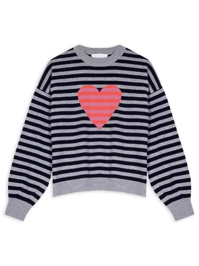 Cocoa Cashmere Knitwear Cocoa Cashmere Heart Jumper Navy CC4070 izzi-of-baslow