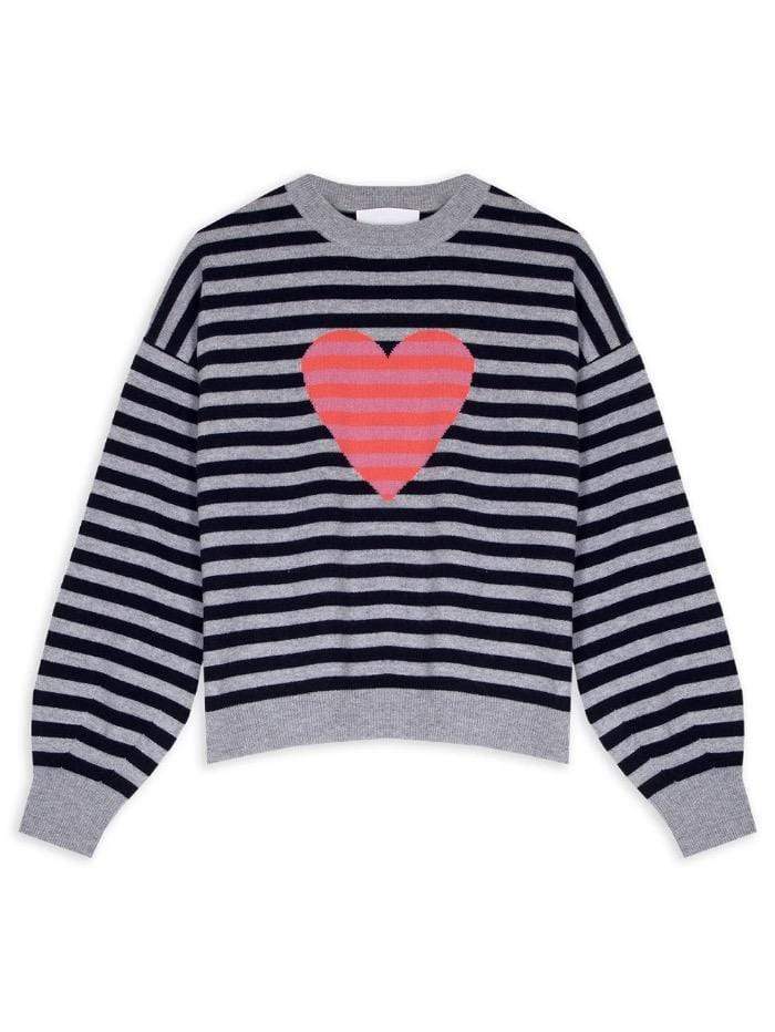 Cocoa Cashmere Knitwear Cocoa Cashmere Heart Jumper Navy CC4070 izzi-of-baslow