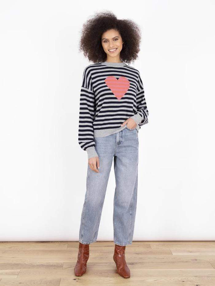 Cocoa Cashmere Knitwear Cocoa Cashmere Heart Jumper Navy CC4070 izzi-of-baslow