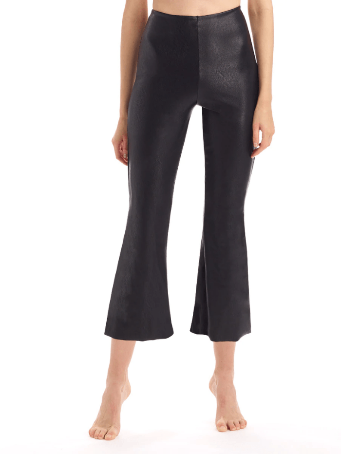 Commando Trousers Commando Black Faux Leather Crop Flare Leggings SLG33 izzi-of-baslow