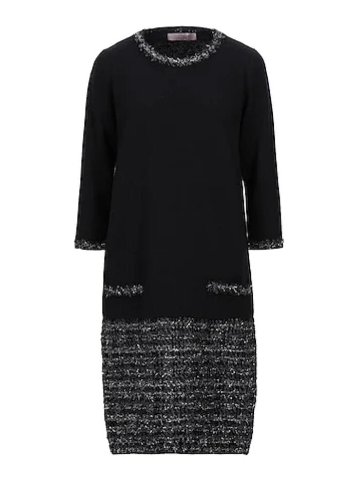 D.Exterior Coats and Jackets D.Exterior Knitted Dress With Lurex Thread Black 49594 NERO izzi-of-baslow