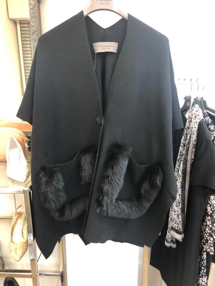 D.Exterior Coats &amp; Jackets D.Exterior Black Knitted Cape 51134 2NERO izzi-of-baslow