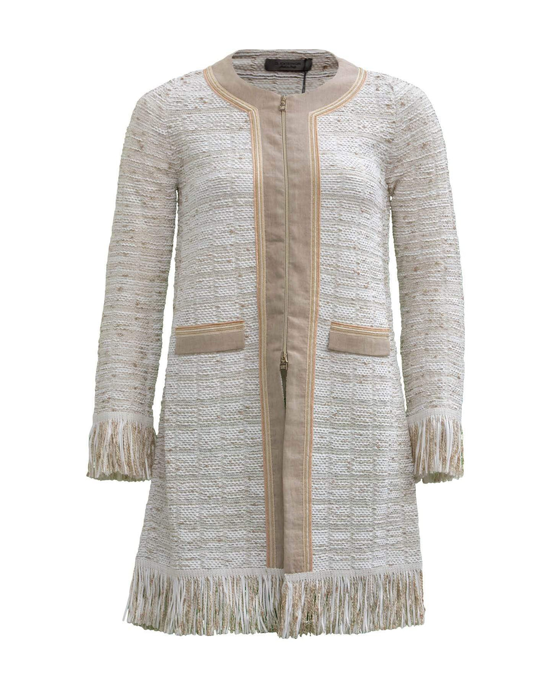 D.Exterior Coats &amp; Jackets D.Exterior Cream and Oatmeal Knitted Jacket 50543 izzi-of-baslow