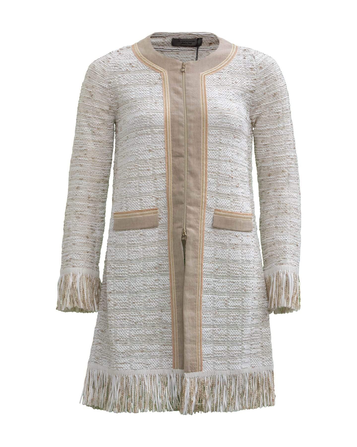 D.Exterior Coats &amp; Jackets D.Exterior Cream and Oatmeal Knitted Jacket 50543 izzi-of-baslow