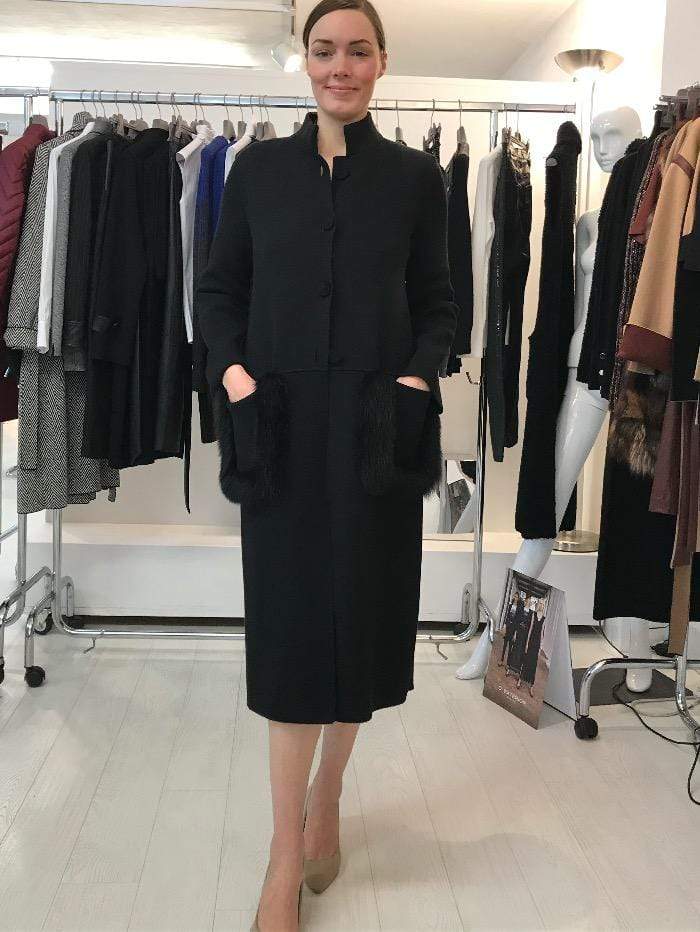 D.Exterior Coats &amp; Jackets D.Exterior Knitted Black Coat 51114 2NERO izzi-of-baslow
