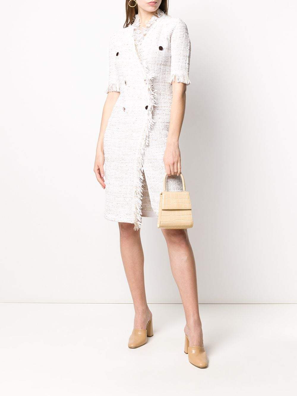 D.Exterior Dresses D.Exterior Knitted Fringe Dress Champagne and Cream 50545 izzi-of-baslow