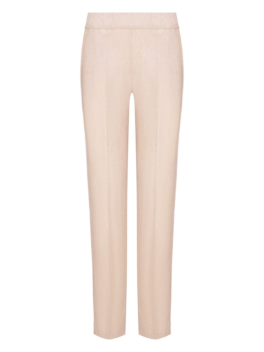 D.Exterior Trousers D.Exterior Stone Linen Trousers With Side Braid Detail 50613 izzi-of-baslow