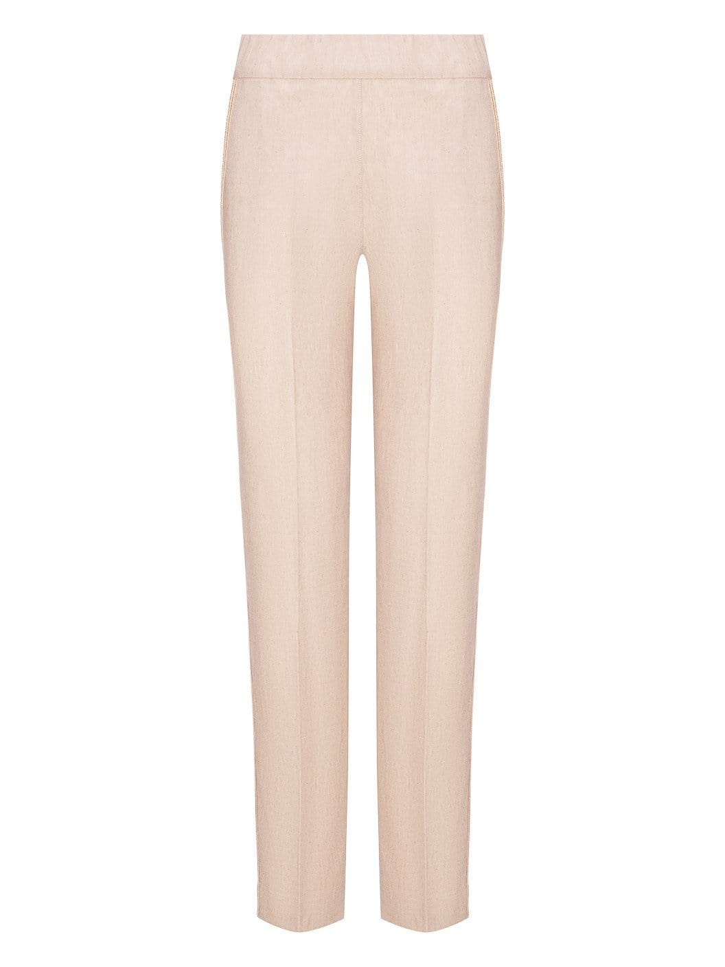 D.Exterior Trousers D.Exterior Stone Linen Trousers With Side Braid Detail 50613 izzi-of-baslow