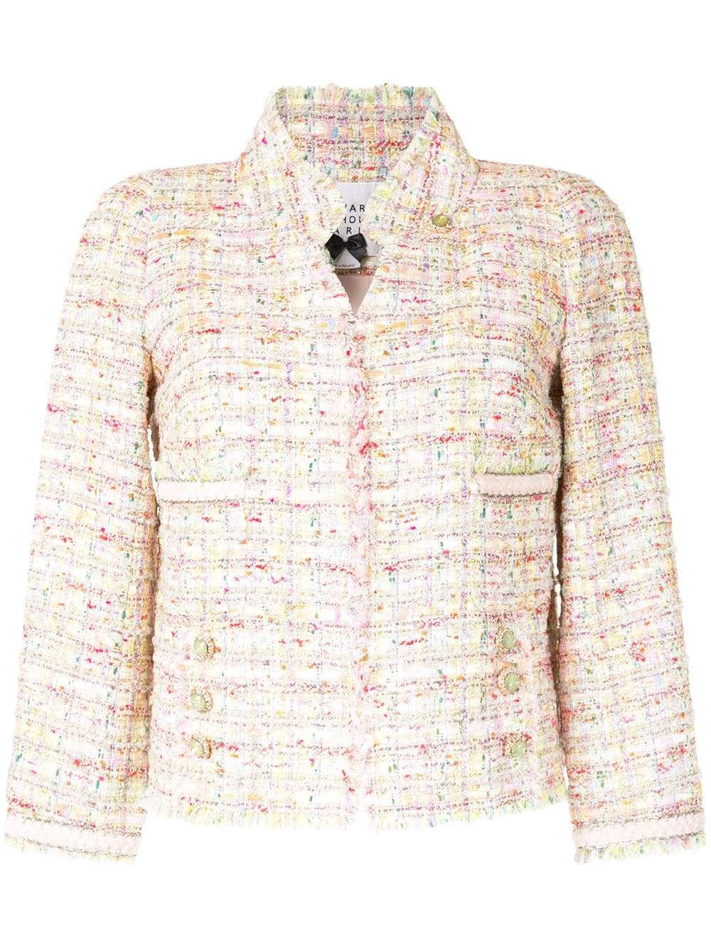 Edward Achour Paris Coats and Jackets Edward Achour Multi Pink Jacket With Jewel Clasp 421004 izzi-of-baslow